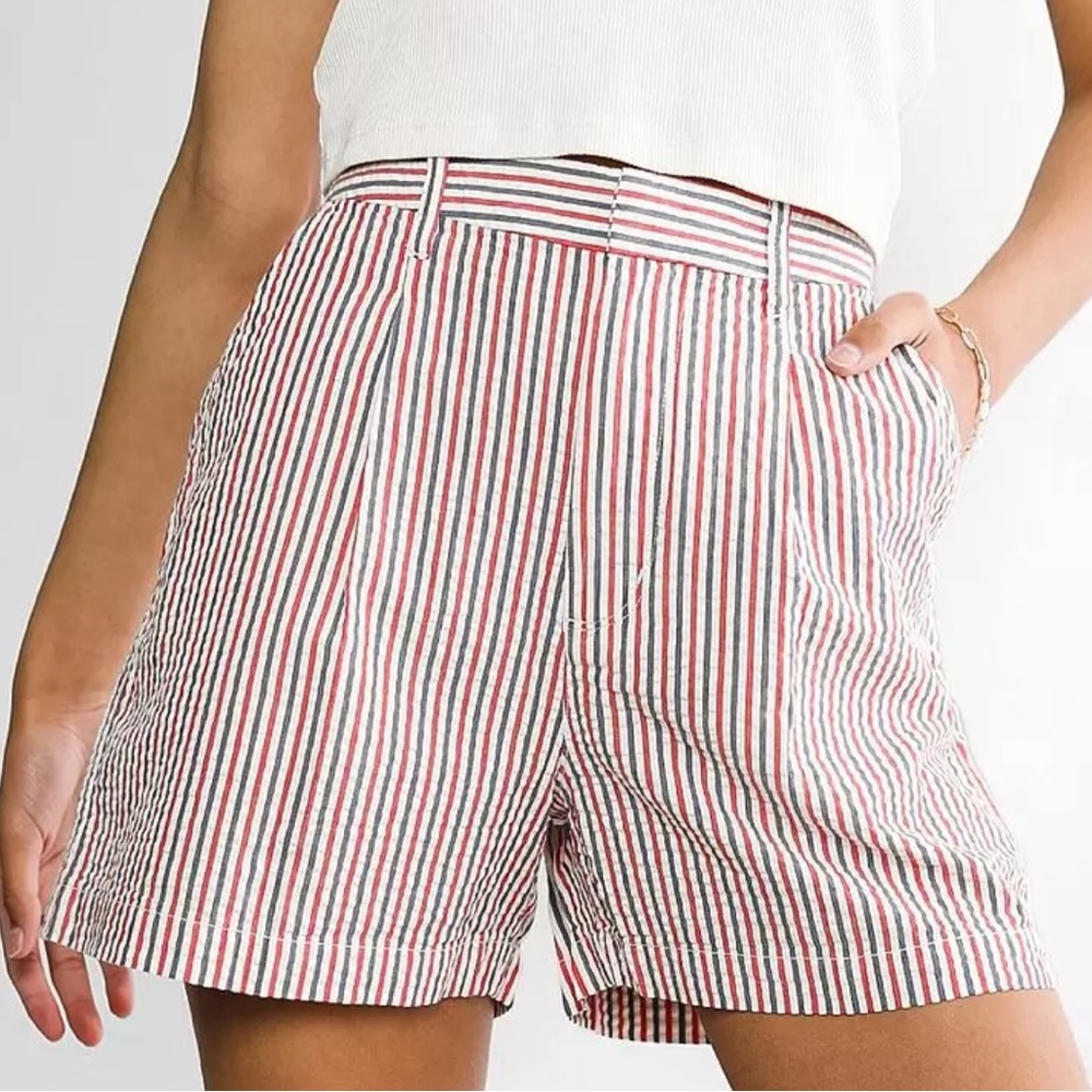 NWT Brixton Victory Trouser High Waisted Striped Seersucker Shorts
